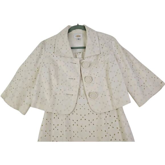 Talbots ~Woman Size 10~ Creme 2 Pc. Set 100% Linen Dress/Blazer Fully Lined. - Picture 11 of 16